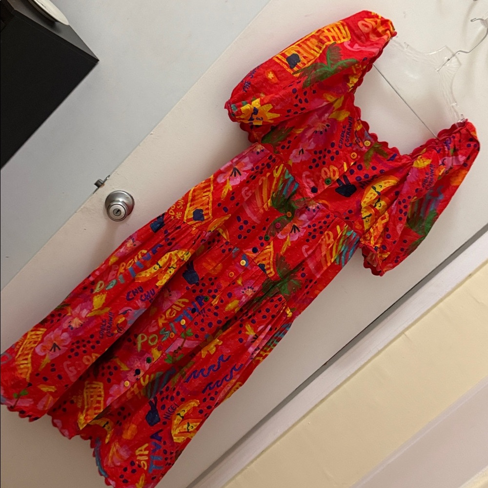 Vibrant Red Floral Dress